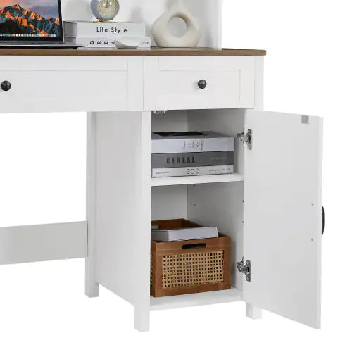 Wooden Home Office Desk With Charging Station